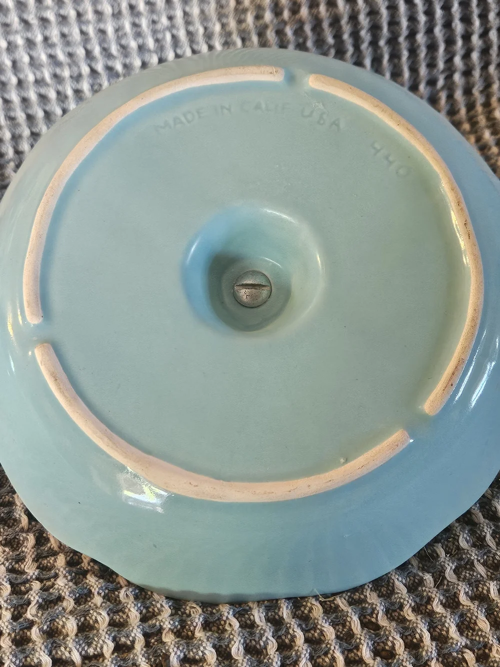 Turquoise Ceramic Sectioned Serving Dish with Center Handle